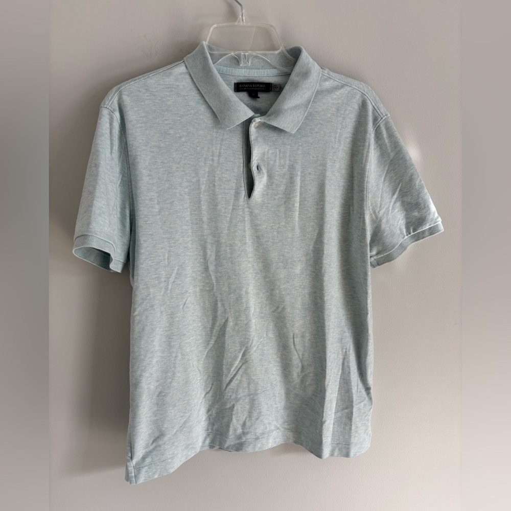 Banana Republic Mens Light Blue Luxury Touch Performance Polo Size Medium